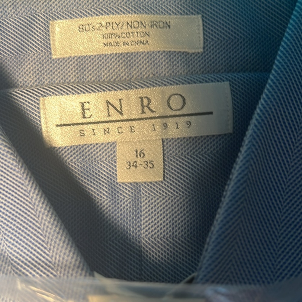Enro non iron men’s dress shirt 16 dry cleaned herringbone - Picture 2 of 2